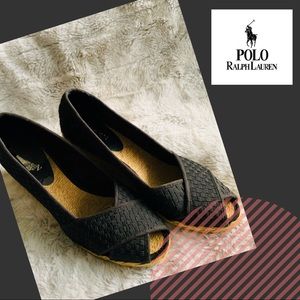 RALPH LAUREN PEEP-TOE WEDGES